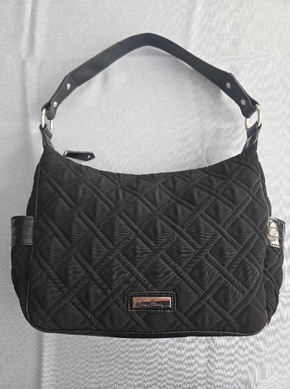 Vera Bradley Black Quilted Shoulder Bag | Classic Nylon Hobo Purse